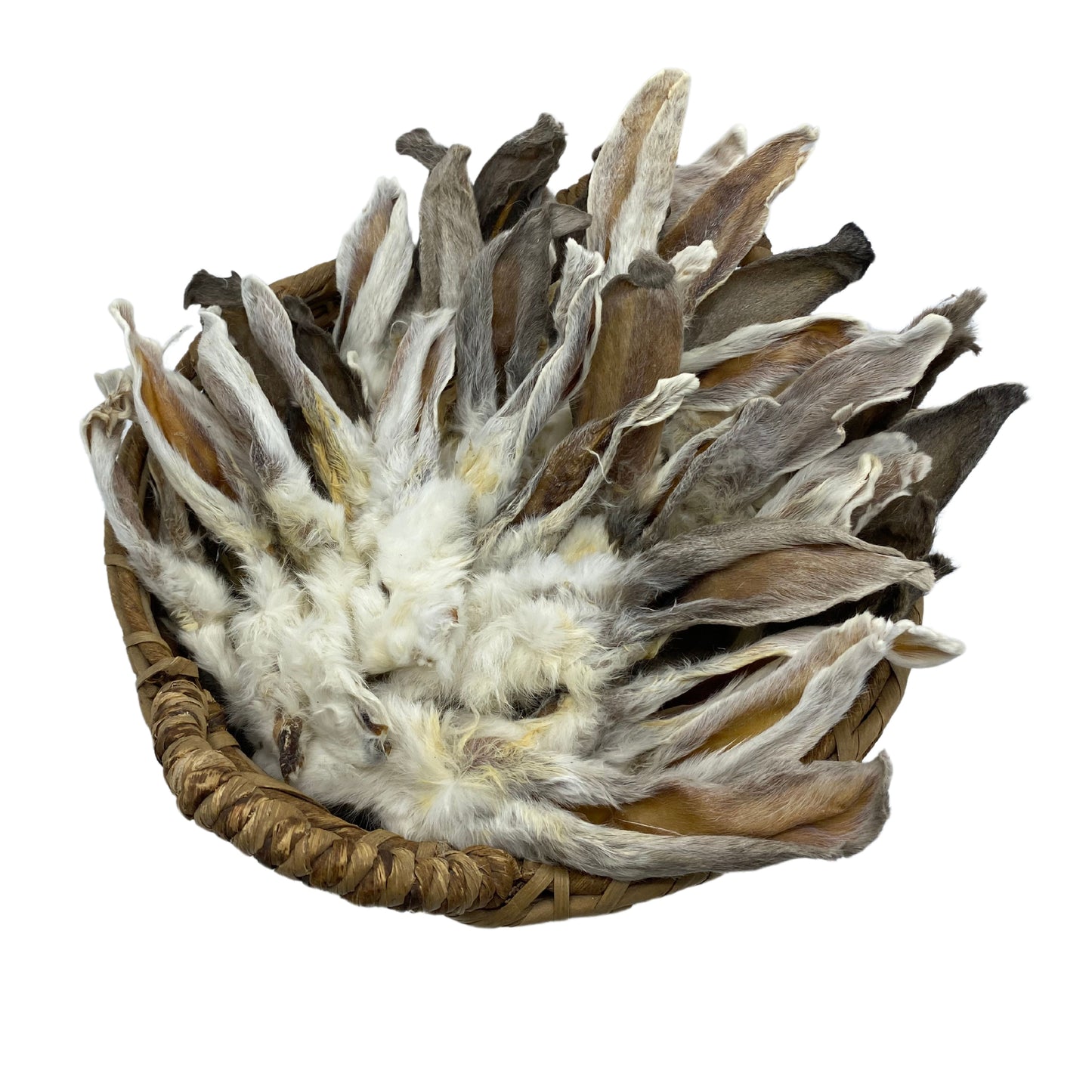 The image features a basketful of rabbit ears with fur from Stelr Pets.