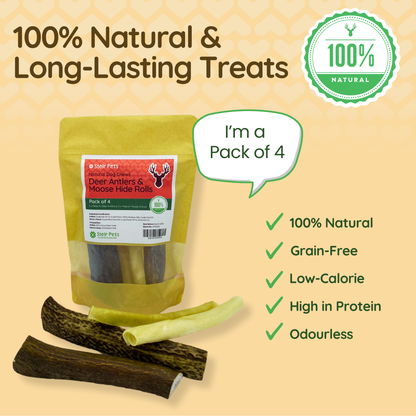 This pack contains 4 natural long-lasting treats. 