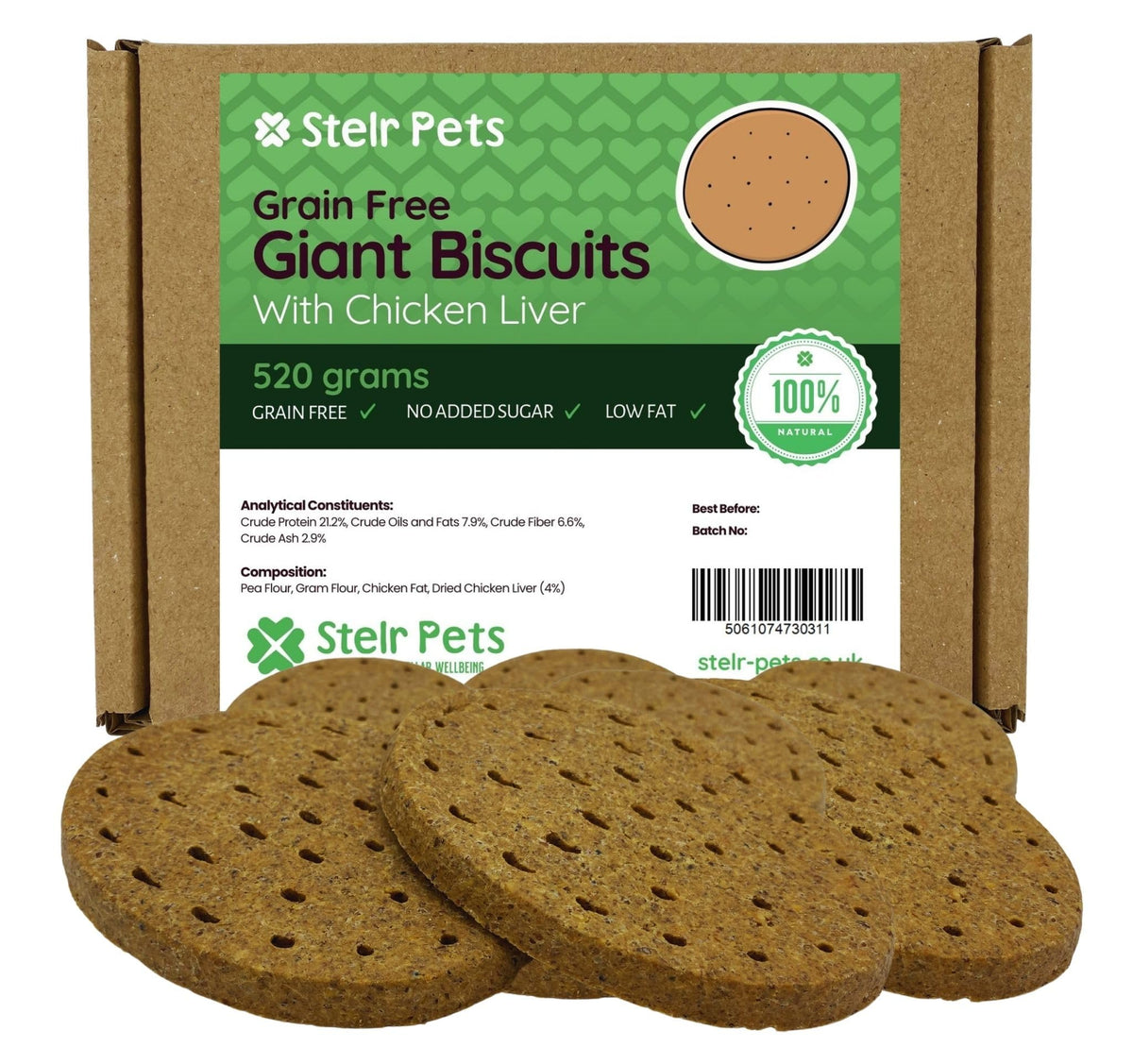 Grain Free Giant Biscuits with Dried Chicken Liver (520g) 